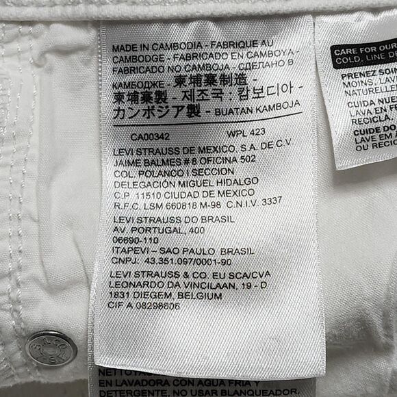 Levis 711 Skinny Jeans Womens 30x30 White Stretch Denim Mid Rise Slim Fit Pants - Picture 14 of 16